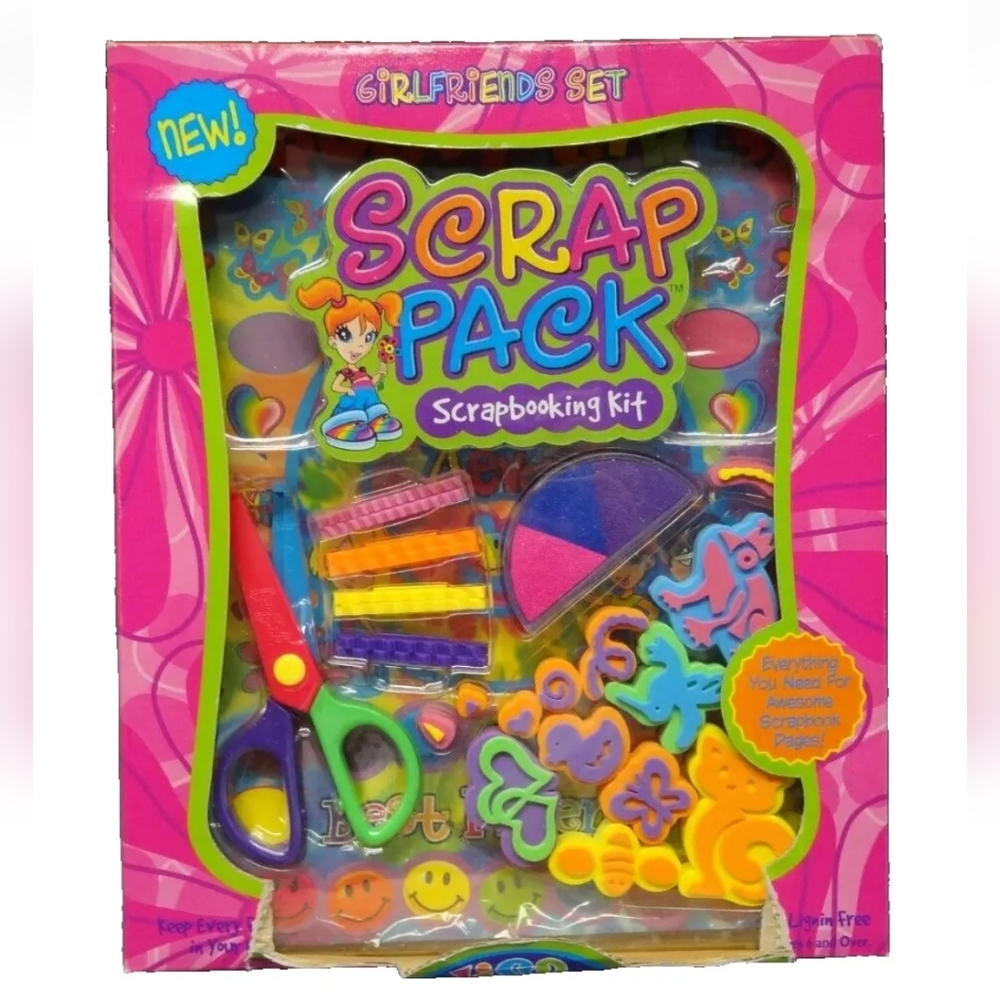 NEW Lisa Frank Scrap Pack Girlfriend Set Scrapbooking Kit VTG Stamp Page P2282